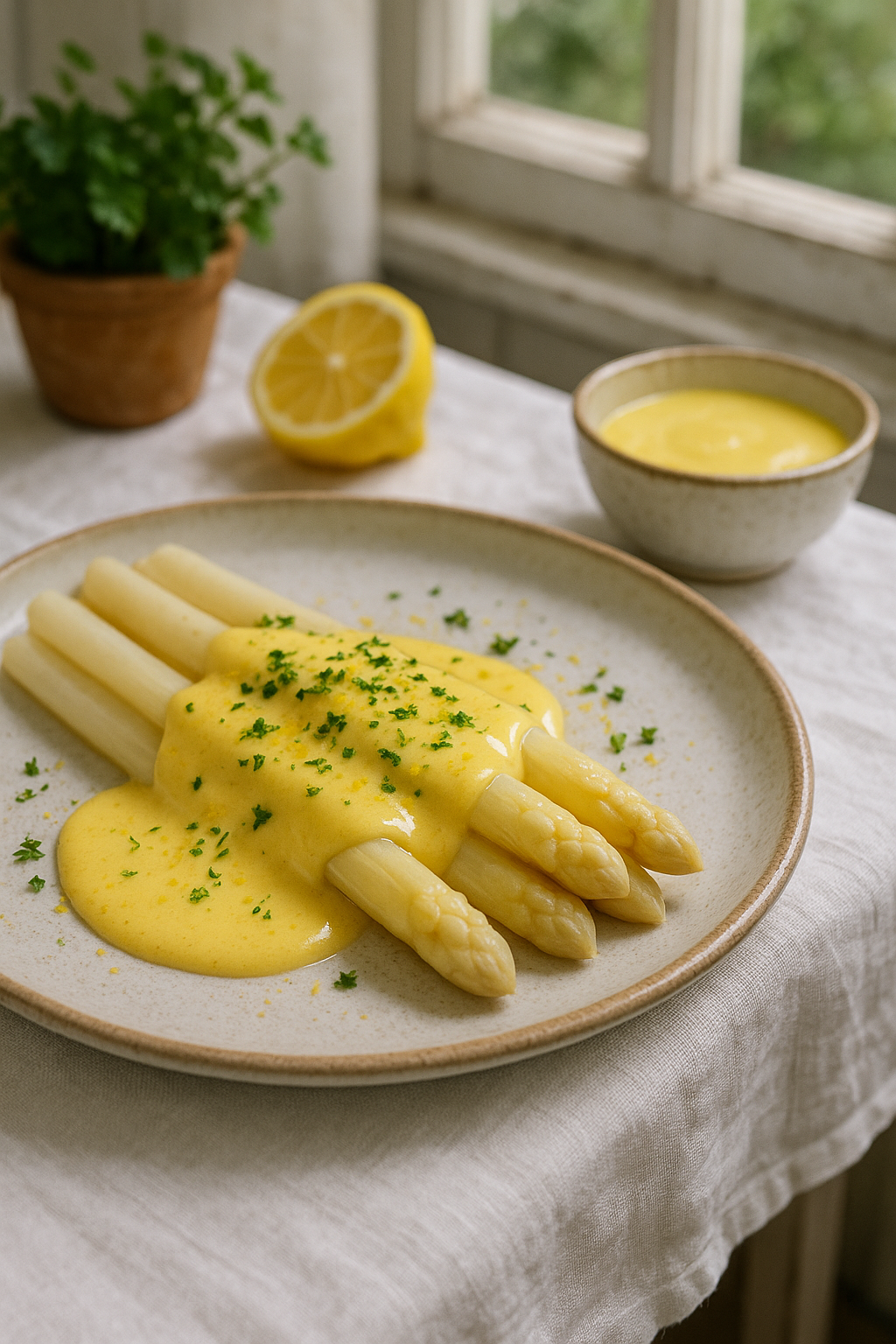 Hvide asparges med hollandaise